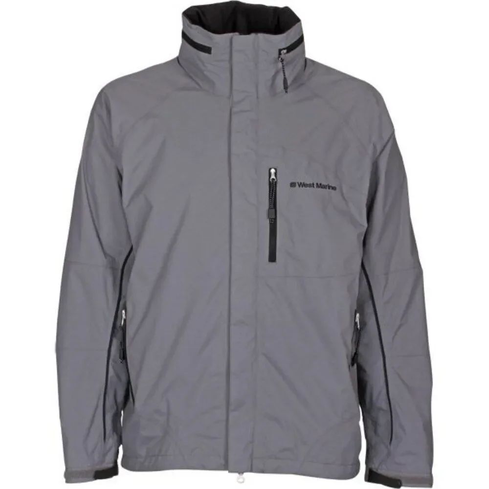 West Marine Men’s Gray Hooded Boating Sailing Windbreaker Storm Jacket Size XXL